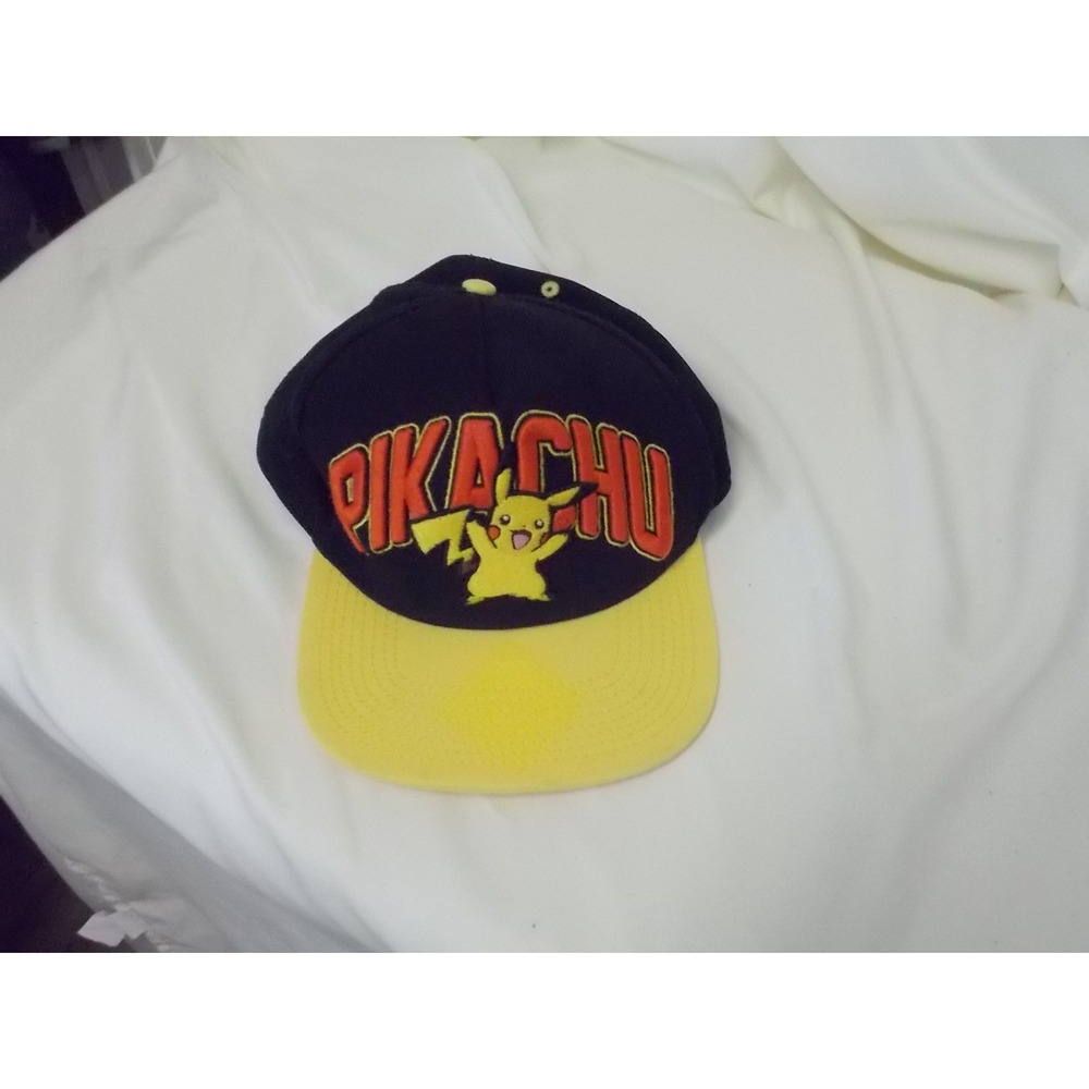 Pokemon Pikachu Kids Snapback Hat Black Yellow Embroidered Cap 2014 Nintendo